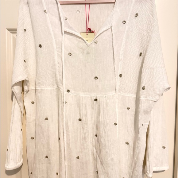 Monsoon Tops - White Tunic with Silver Accents